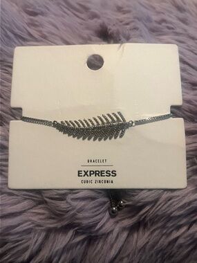 Express Silver Leaf Cubic Zirconia Bracelet - Silver